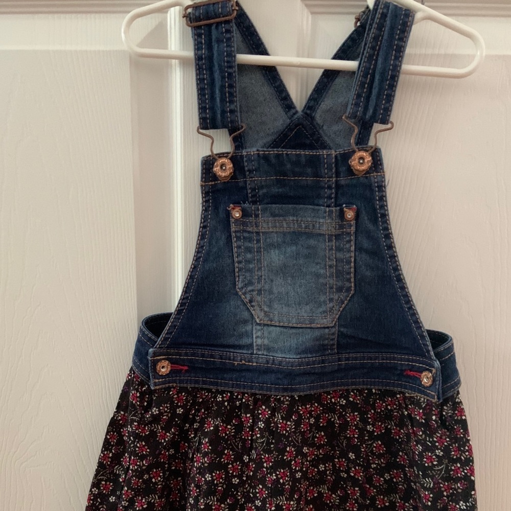 Jordache Denim Floral Overall Dress - size 6-6X